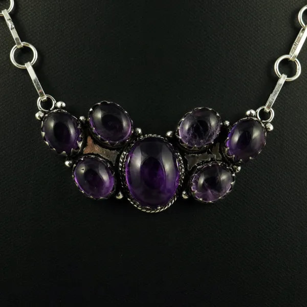 Natural Amethyst Sterling Silver Plated Handmade Necklace — photo 2