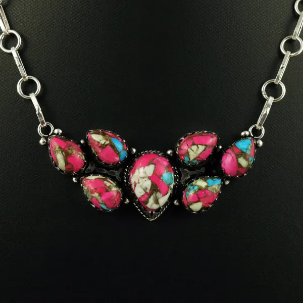 Natural Cotton Candy Sterling Silver Plated Handmade Necklace — photo 2