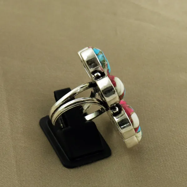 Natural Cotton Candy Sterling Silver Plated Handmade Ring - Size 7.5 — photo 3