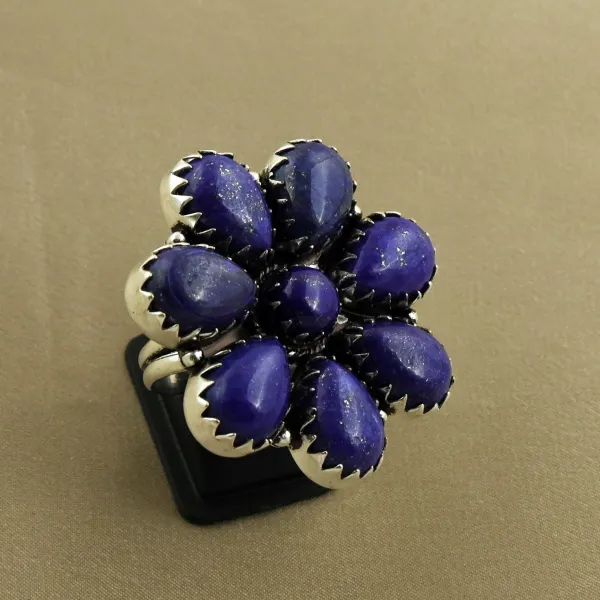 Natural Lapis Lazuli Sterling Silver Plated Handmade Ring - Size 10 — photo 1