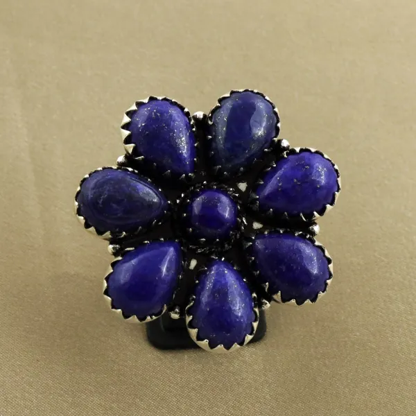 Natural Lapis Lazuli Sterling Silver Plated Handmade Ring - Size 10 — photo 2