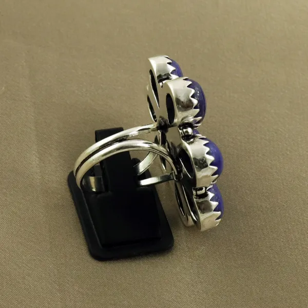 Natural Lapis Lazuli Sterling Silver Plated Handmade Ring - Size 10 — photo 3