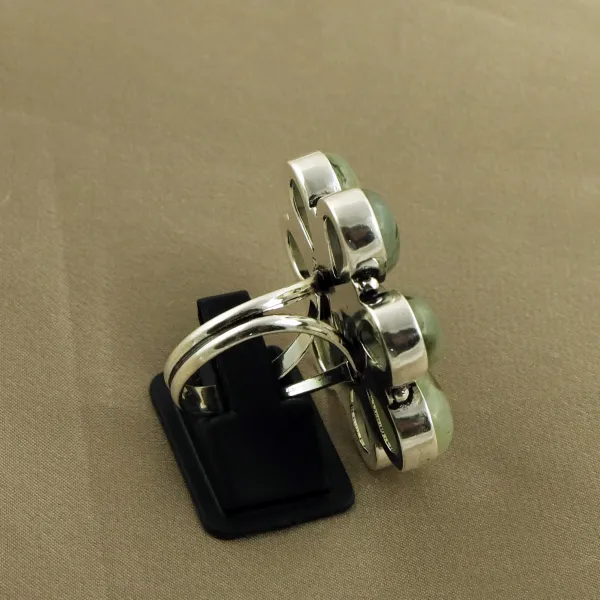 Natural Prehnite Sterling Silver Plated Handmade Ring - Size 10 — photo 3