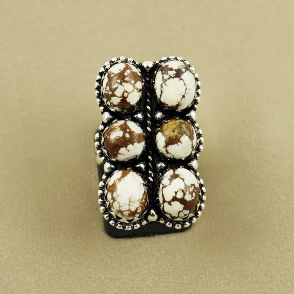 Natural Wild Horse Sterling Silver Plated Handmade Ring - Size 7 (Adjustable) — photo 2