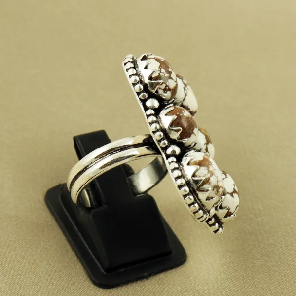 Natural Wild Horse Sterling Silver Plated Handmade Ring - Size 7 (Adjustable) — photo 3
