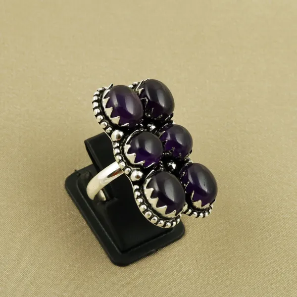 Natural Amethyst Sterling Silver Plated Handmade Ring - Size 6 — photo 1