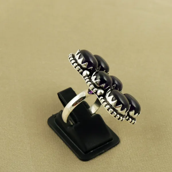Natural Amethyst Sterling Silver Plated Handmade Ring - Size 6 — photo 3