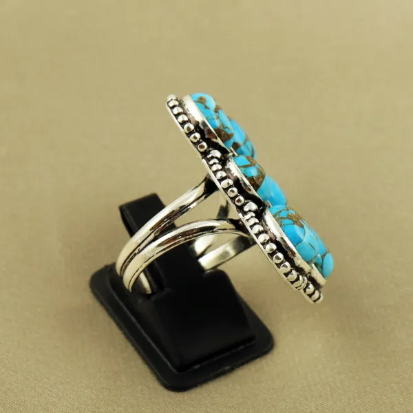 Natural Kingman Turquoise Sterling Silver Plated Handmade Ring - Size 7.5 — photo 3