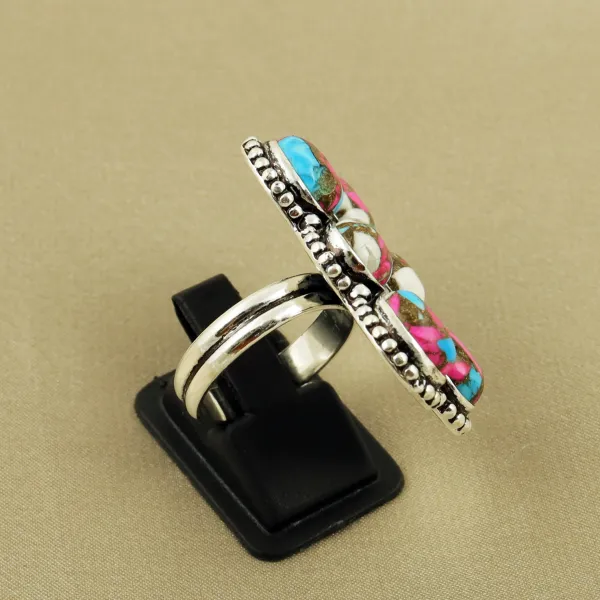 Natural Cotton Candy Sterling Silver Plated Handmade Ring - Size 8 (Adjustable) — photo 3
