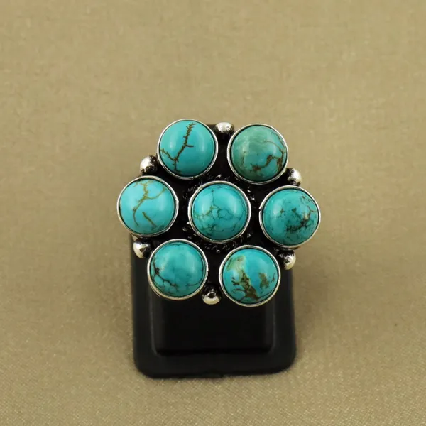 Natural Turquoise Sterling Silver Plated Handmade Ring - Size 5.5 — photo 2
