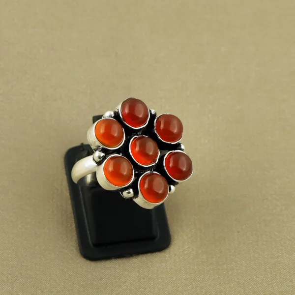 Natural Red Onyx Sterling Silver Plated Handmade Ring - Size 6 — photo 1