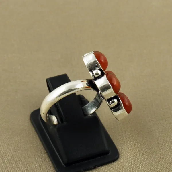 Natural Red Onyx Sterling Silver Plated Handmade Ring - Size 6 — photo 3