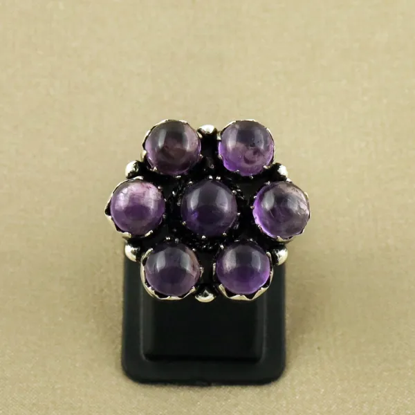 Natural Amethyst Sterling Silver Plated Handmade Ring - Size 6.5 — photo 2