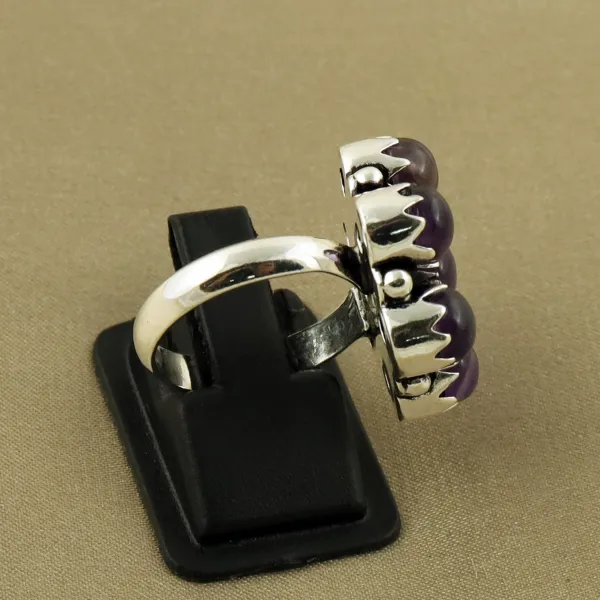 Natural Amethyst Sterling Silver Plated Handmade Ring - Size 6.5 — photo 3