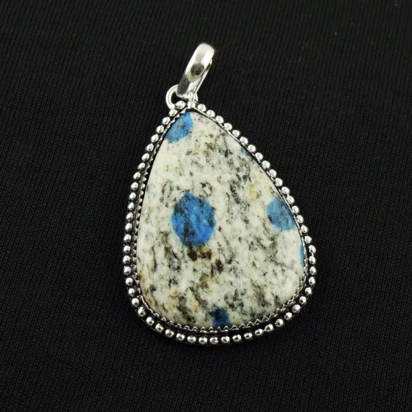 Natural K2 Jasper 2 Micron Sterling Silver Plated Handmade Pendant — photo 1