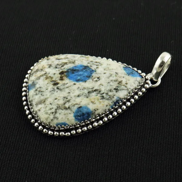 Natural K2 Jasper 2 Micron Sterling Silver Plated Handmade Pendant — photo 2