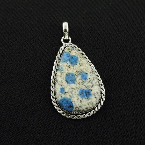 Natural K2 Jasper 2 Micron Sterling Silver Plated Handmade Pendant — photo 1