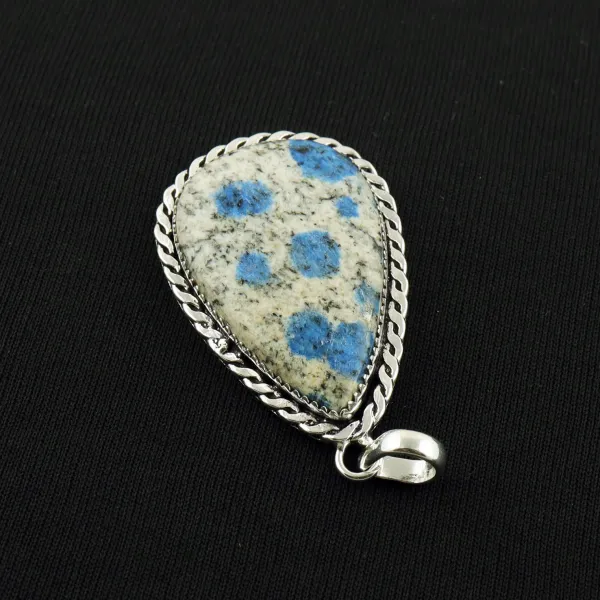 Natural K2 Jasper 2 Micron Sterling Silver Plated Handmade Pendant — photo 3