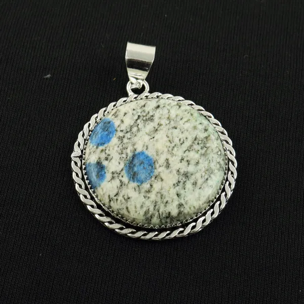 Natural K2 Jasper 2 Micron Sterling Silver Plated Handmade Pendant — photo 1