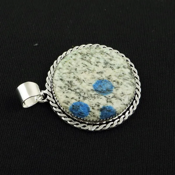 Natural K2 Jasper 2 Micron Sterling Silver Plated Handmade Pendant — photo 2