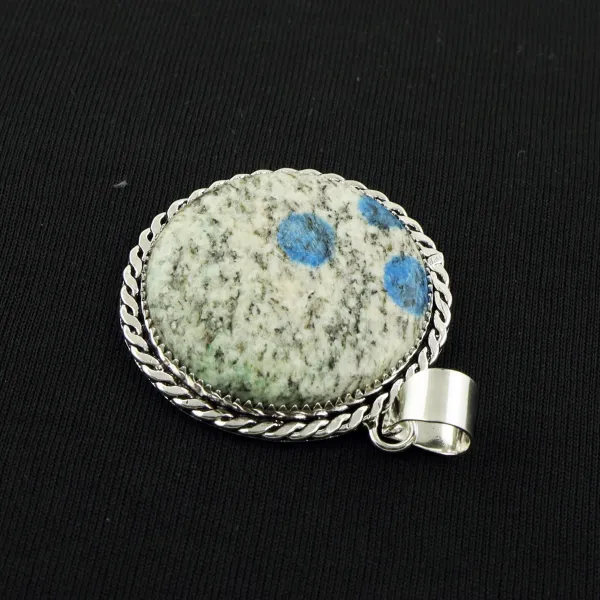 Natural K2 Jasper 2 Micron Sterling Silver Plated Handmade Pendant — photo 3