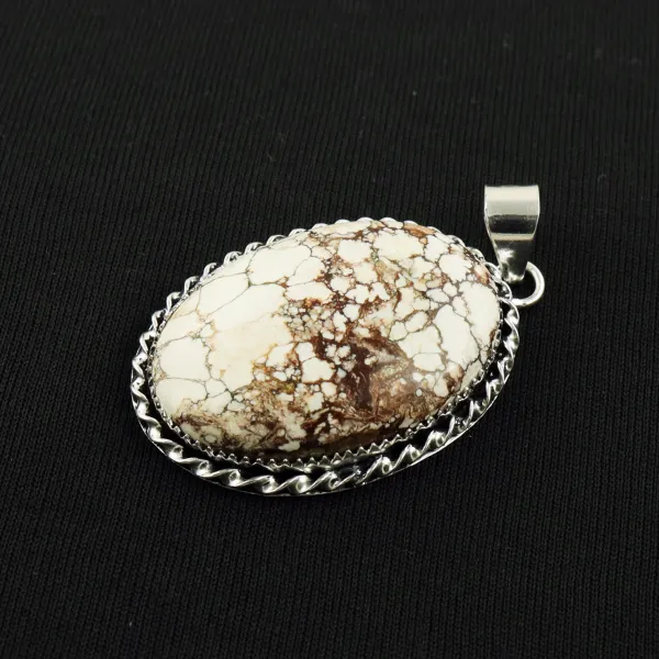 Natural Wild Horse 2 Micron Sterling Silver Plated Handmade Pendant — photo 2