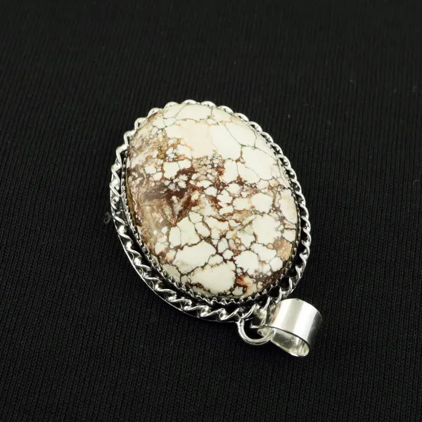 Natural Wild Horse 2 Micron Sterling Silver Plated Handmade Pendant — photo 3