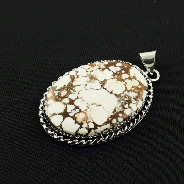 Natural Wild Horse 2 Micron Sterling Silver Plated Handmade Pendant — photo 2