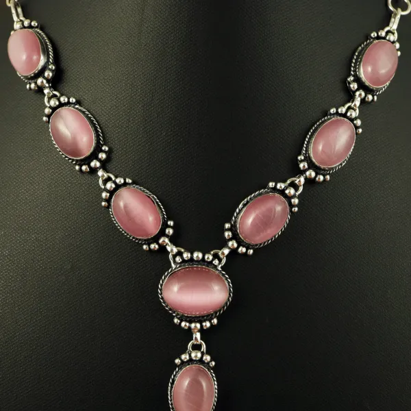 Natural Monalisa Sterling Silver Plated Handmade Necklace With Stud Earring — photo 2