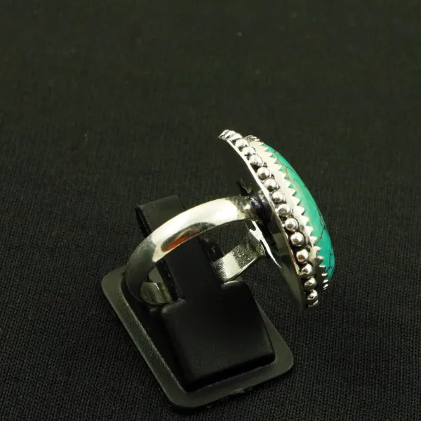 Natural Turquoise 2 Micron Sterling Silver Plated Handmade Ring - Size 8.5 — photo 3