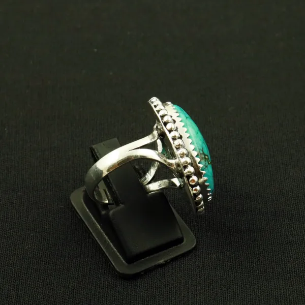 Natural Turquoise 2 Micron Sterling Silver Plated Handmade Ring - Size 6.5 — photo 3
