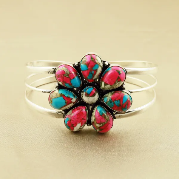Natural Cotton Candy Sterling Silver Plated Handmade Cuff Bangle — photo 2