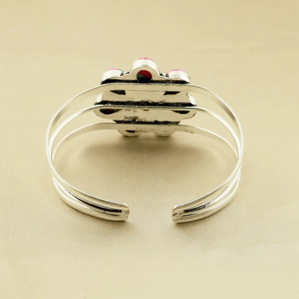 Natural Cotton Candy Sterling Silver Plated Handmade Cuff Bangle — photo 3