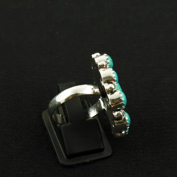 Natural Turquoise 2 Micron Sterling Silver Plated Handmade Ring - Size 8.5 — photo 3