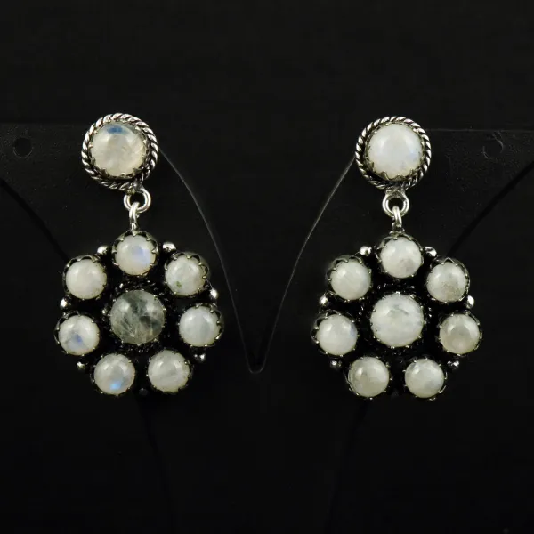 Natural Rainbow Moonstone Sterling Silver Plated Handmade Stud Earring — photo 1