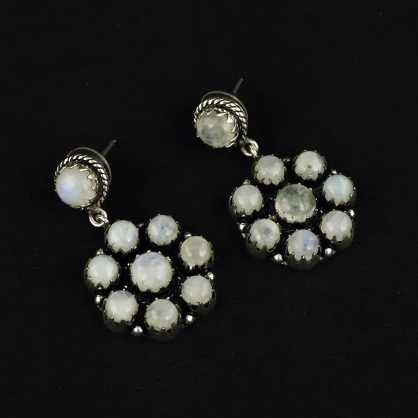 Natural Rainbow Moonstone Sterling Silver Plated Handmade Stud Earring — photo 2