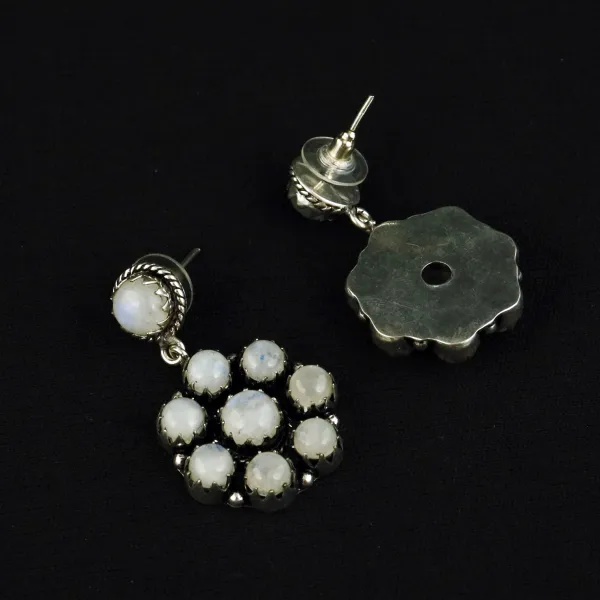 Natural Rainbow Moonstone Sterling Silver Plated Handmade Stud Earring — photo 3