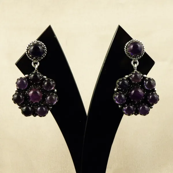 Natural Ameyhyst Sterling Silver Plated Handmade Stud Earring — photo 1