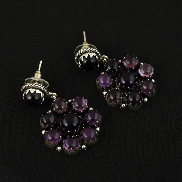 Natural Ameyhyst Sterling Silver Plated Handmade Stud Earring — photo 2
