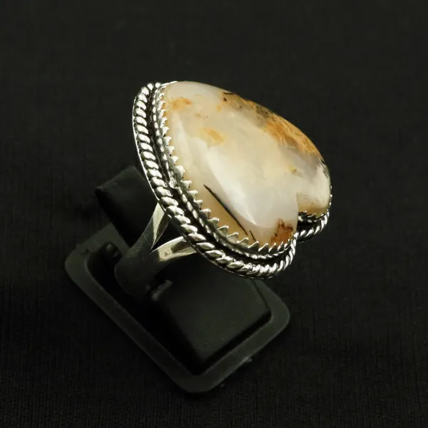 Natural Maligano Jasper 2 Micron Sterling Silver Plated Handmade Ring - Size 9 (Adjustable) — photo 1