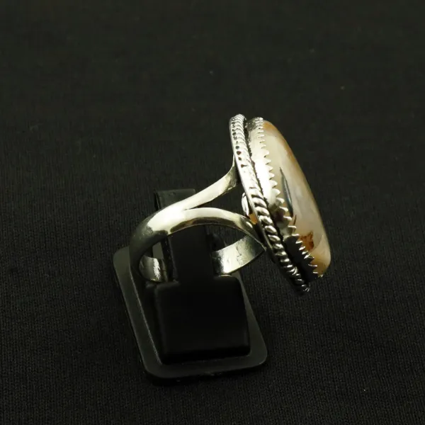 Natural Maligano Jasper 2 Micron Sterling Silver Plated Handmade Ring - Size 9 (Adjustable) — photo 3