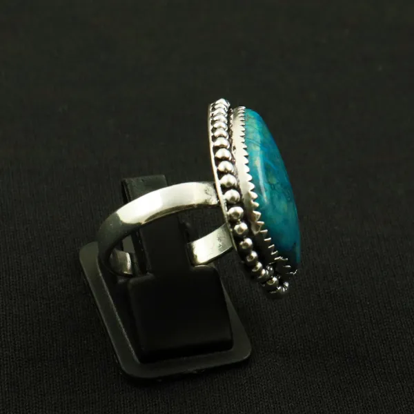 Natural Shattuckite 2 Micron Sterling Silver Plated Handmade Ring - Size 9 (Adjustable) — photo 3