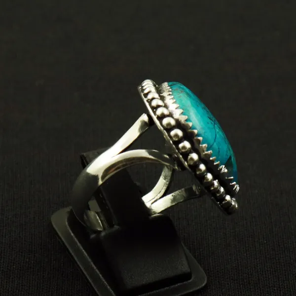 Natural Shattuckite 2 Micron Sterling Silver Plated Handmade Ring - Size 9 — photo 3