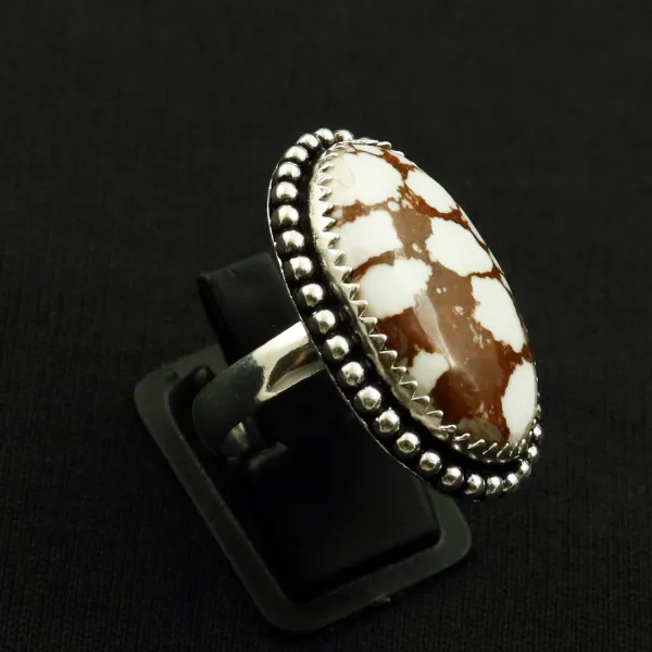 Natural Wild Horse 2 Micron Sterling Silver Plated Handmade Ring - Size 9 — photo 1
