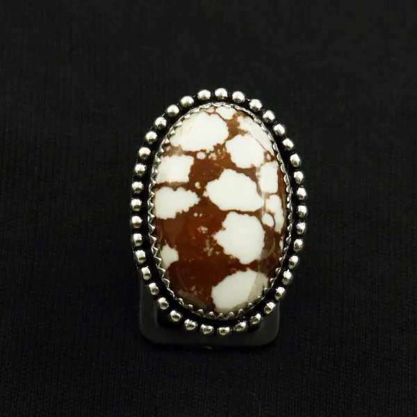Natural Wild Horse 2 Micron Sterling Silver Plated Handmade Ring - Size 9 — photo 2