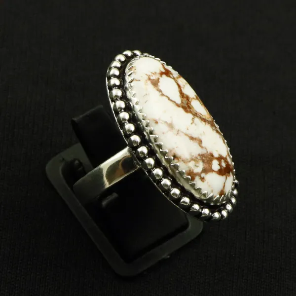 Natural Wild Horse 2 Micron Sterling Silver Plated Handmade Ring - Size 9 — photo 1