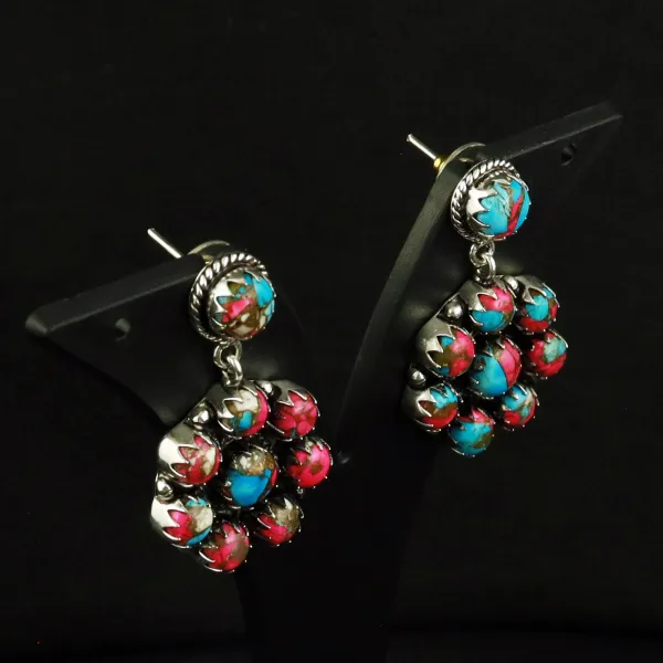 Natural Cotton Candy Sterling Silver Plated Handmade Stud Earring — photo 2