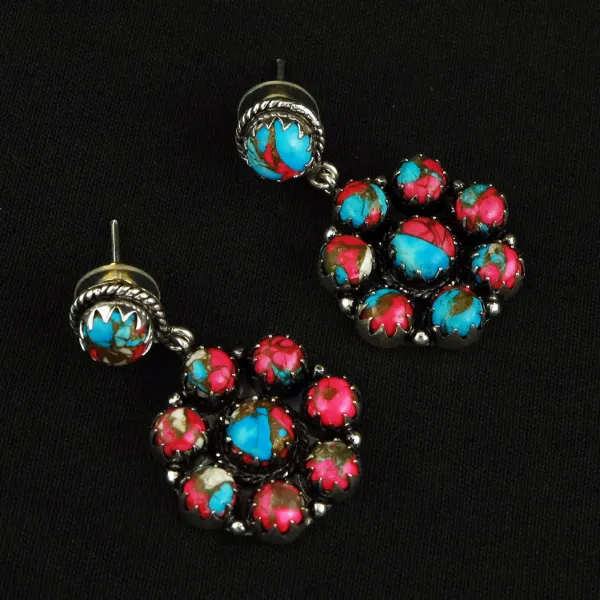Natural Cotton Candy Sterling Silver Plated Handmade Stud Earring — photo 3