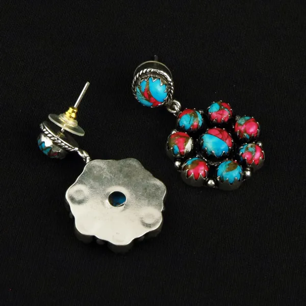 Natural Cotton Candy Sterling Silver Plated Handmade Stud Earring — photo 4