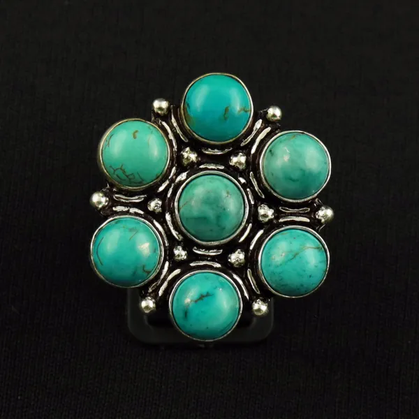 Natural Turquoise Sterling Silver Plated Handmade Ring - Size 9 — photo 1